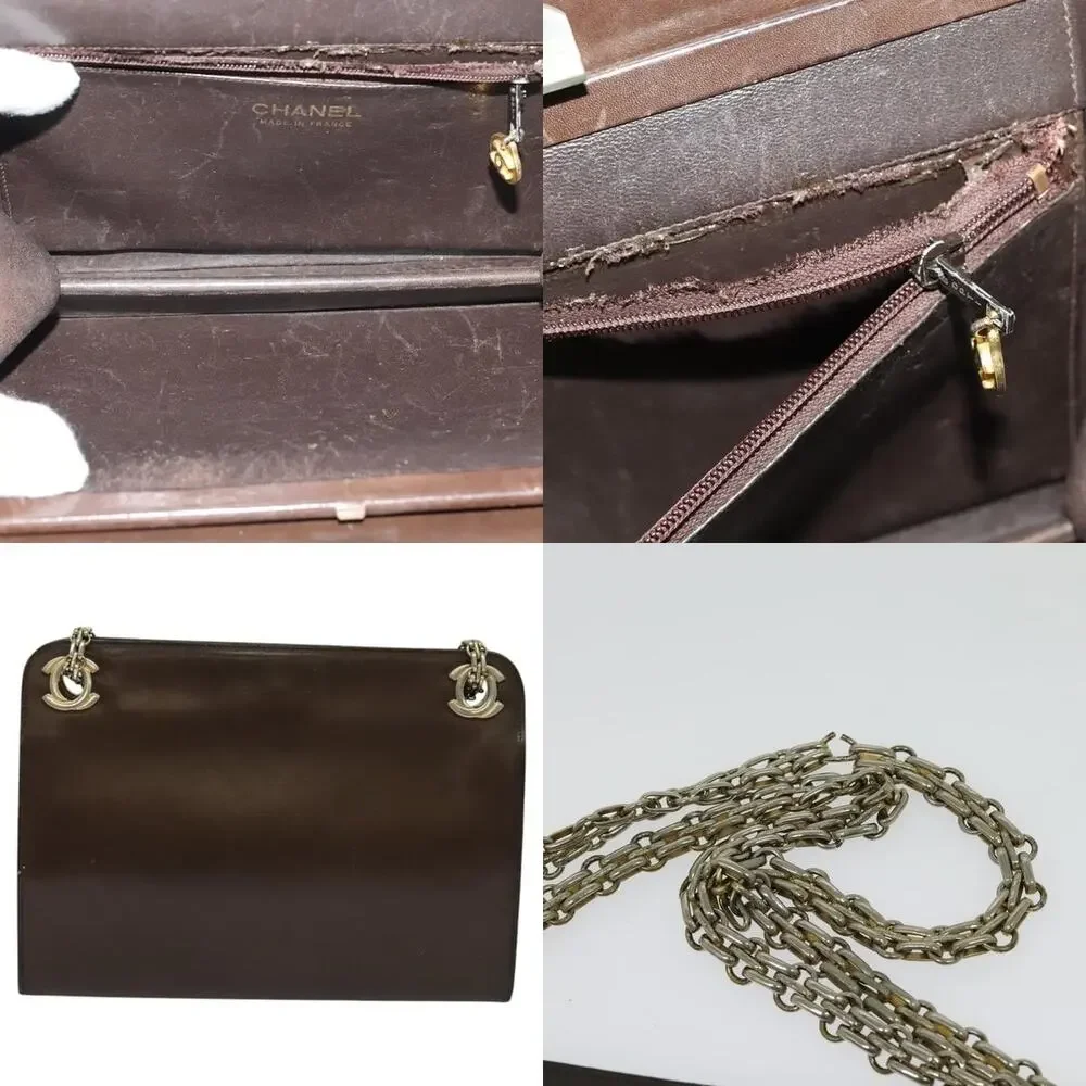 Chanel Chain Handbag Leather Brown Gold CC - Picture 5 of 7